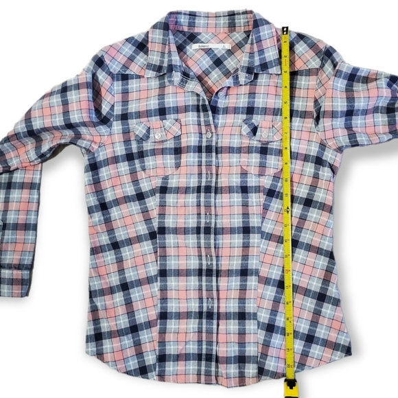 Baleno Checkered Plaid Blouse Flannel Shirt Size Large fitted button down - Picture 5 of 5